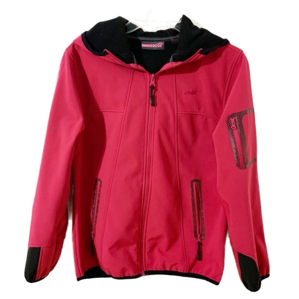 Avia Fleece Lined Outdoor Sports Medium Weight Hooded Jacket Run Hike Bike Camp